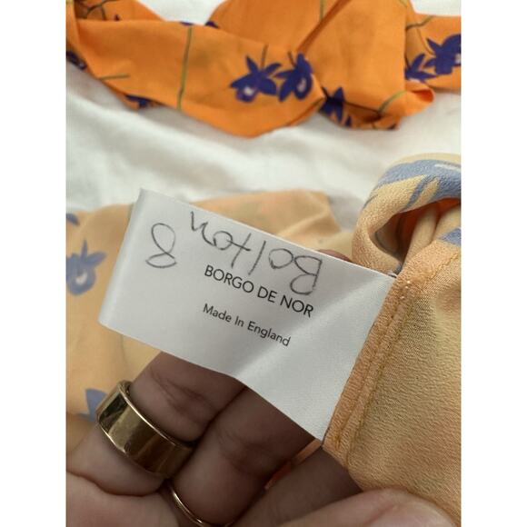 BORGO DE NOR Orange Isadora Ruffled Dress UK Size 12 US 8 - Picture 13 of 13